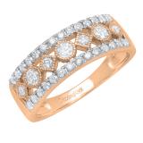 0.75 Carat (ctw) 10K Rose Gold Round White Diamond Ladies Vintage Stackable Wedding Band