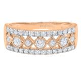 0.75 Carat (ctw) 10K Rose Gold Round White Diamond Ladies Vintage Stackable Wedding Band