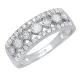 0.75 Carat (ctw) 10K White Gold Round White Diamond Ladies Vintage Stackable Wedding Band