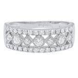 0.75 Carat (ctw) 10K White Gold Round White Diamond Ladies Vintage Stackable Wedding Band