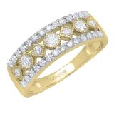 0.75 Carat (ctw) 10K Yellow Gold Round White Diamond Ladies Vintage Stackable Wedding Band