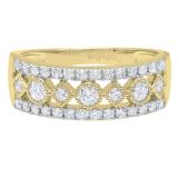 0.75 Carat (ctw) 10K Yellow Gold Round White Diamond Ladies Vintage Stackable Wedding Band