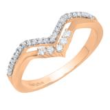 0.25 Carat (ctw) 10K Rose Gold Round Diamond Ladies Five Stone Chevron Wedding Band 1/4 CT
