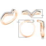 0.25 Carat (ctw) 10K Rose Gold Round Diamond Ladies Five Stone Chevron Wedding Band 1/4 CT