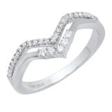 0.25 Carat (ctw) 10K White Gold Round Diamond Ladies Five Stone Chevron Wedding Band 1/4 CT