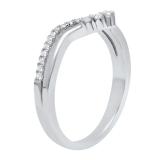 0.25 Carat (ctw) 10K White Gold Round Diamond Ladies Five Stone Chevron Wedding Band 1/4 CT