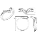 0.25 Carat (ctw) 10K White Gold Round Diamond Ladies Five Stone Chevron Wedding Band 1/4 CT