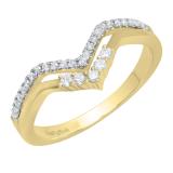 0.25 Carat (ctw) 18K Yellow Gold Round Diamond Ladies Five Stone Chevron Wedding Band 1/4 CT
