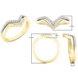 0.25 Carat (ctw) 18K Yellow Gold Round Diamond Ladies Five Stone Chevron Wedding Band 1/4 CT