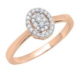 0.10 Carat (ctw) 10K Rose Gold Round White Diamond Ladies Cluster Engagement Ring 1/10 CT