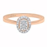 0.10 Carat (ctw) 10K Rose Gold Round White Diamond Ladies Cluster Engagement Ring 1/10 CT