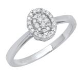 0.10 Carat (ctw) 10K White Gold Round White Diamond Ladies Cluster Engagement Ring 1/10 CT