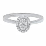 0.10 Carat (ctw) 10K White Gold Round White Diamond Ladies Cluster Engagement Ring 1/10 CT