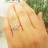 0.10 Carat (ctw) 10K White Gold Round White Diamond Ladies Cluster Engagement Ring 1/10 CT
