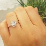 0.10 Carat (ctw) 10K White Gold Round White Diamond Ladies Cluster Engagement Ring 1/10 CT