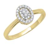 0.10 Carat (ctw) 14K Yellow Gold Round White Diamond Ladies Cluster Engagement Ring 1/10 CT