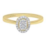 0.10 Carat (ctw) 14K Yellow Gold Round White Diamond Ladies Cluster Engagement Ring 1/10 CT