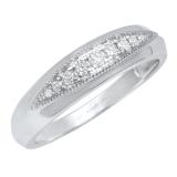 0.20 Carat (ctw) 10K White Gold Round Diamond Ladies Anniversary Wedding Stackable Band 1/5 CT