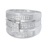 0.55 Carat (ctw) 10K White Gold Round White Diamond Men & Women's Ring Trio Set 1/2 CT