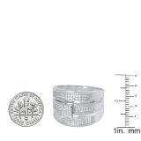 0.55 Carat (ctw) 10K White Gold Round White Diamond Men & Women's Ring Trio Set 1/2 CT