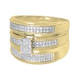 0.55 Carat (ctw) 10K Yellow Gold Round White Diamond Men & Women's Ring Trio Set 1/2 CT