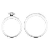0.90 Carat (ctw) 10K White Gold Round Diamond Men & Women's Cluster Engagement Ring Trio Set