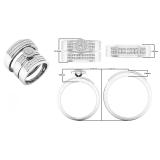 0.90 Carat (ctw) 10K White Gold Round Diamond Men & Women's Cluster Engagement Ring Trio Set