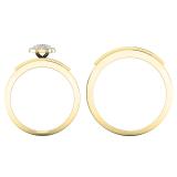 0.90 Carat (ctw) 10K Yellow Gold Round Diamond Men & Women's Cluster Engagement Ring Trio Set