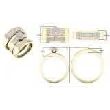 0.90 Carat (ctw) 10K Yellow Gold Round Diamond Men & Women's Cluster Engagement Ring Trio Set