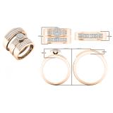 0.90 Carat (ctw) 14K Rose Gold Round Diamond Men & Women's Cluster Engagement Ring Trio Set