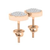 0.25 Carat (ctw) 10K Rose Gold Round White Diamond Ladies Micro Pave Circle Stud Earrings 1/4 CT