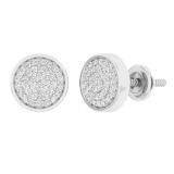 0.25 Carat (ctw) 10K White Gold Round White Diamond Ladies Micro Pave Circle Stud Earrings 1/4 CT