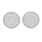 0.25 Carat (ctw) 10K White Gold Round White Diamond Ladies Micro Pave Circle Stud Earrings 1/4 CT