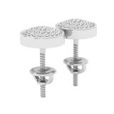 0.25 Carat (ctw) 10K White Gold Round White Diamond Ladies Micro Pave Circle Stud Earrings 1/4 CT