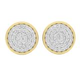 0.25 Carat (ctw) 10K Yellow Gold Round White Diamond Ladies Micro Pave Circle Stud Earrings 1/4 CT