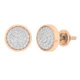 0.25 Carat (ctw) 18K Rose Gold Round White Diamond Ladies Micro Pave Circle Stud Earrings 1/4 CT