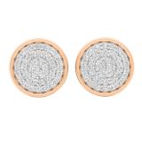 0.25 Carat (ctw) 18K Rose Gold Round White Diamond Ladies Micro Pave Circle Stud Earrings 1/4 CT