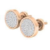 0.25 Carat (ctw) 18K Rose Gold Round White Diamond Ladies Micro Pave Circle Stud Earrings 1/4 CT