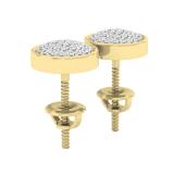 0.25 Carat (ctw) 18K Yellow Gold Round White Diamond Ladies Micro Pave Circle Stud Earrings 1/4 CT
