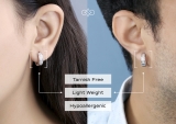 Round White Diamond Unisex Double Row Mini Classic Hoop Earring (Only 1Pc, 0.06 ctw, Color I-J, Clarity I2-I3), 10K White Gold
