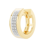 Round White Diamond Unisex Double Row Mini Classic Hoop Earring (Only 1Pc, 0.06 ctw, Color I-J, Clarity I1-I2), 14K Yellow Gold
