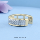 Round White Diamond Unisex Double Row Mini Classic Hoop Earring (Only 1Pc, 0.06 ctw, Color I-J, Clarity I1-I2), 14K Yellow Gold