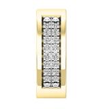 Round White Diamond Unisex Double Row Mini Classic Hoop Earring (Only 1Pc, 0.06 ctw, Color I-J, Clarity I1-I2), 14K Yellow Gold