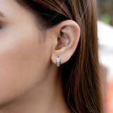 Round White Diamond Unisex Double Row Mini Classic Hoop Earring (Only 1Pc, 0.06 ctw, Color I-J, Clarity I1-I2), 14K Yellow Gold