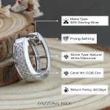 Round White Diamond Unisex Double Row Mini Classic Hoop Earring (Only 1Pc, 0.06 ctw, Color I-J, Clarity I2-I3), 925 Sterling Silver