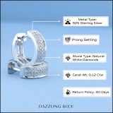 0.12 Carat (ctw) Sterling Silver Round White Diamond Mens Ladies Unisex Huggies Hoop Earrings