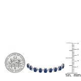 Sterling Silver 6X4 MM Each Oval Blue Sapphire Ladies Tennis Bracelet