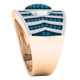 1.60 Carat (ctw) 10K Rose Gold Round White & Blue Diamond Ladies Bridal Fashion Right Hand Ring