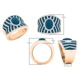 1.60 Carat (ctw) 10K Rose Gold Round White & Blue Diamond Ladies Bridal Fashion Right Hand Ring
