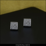 0.10 Carat (ctw) Platinum Plated Sterling Silver Round Diamond Mens Hip Hop Stud Earrings 1/10 CT